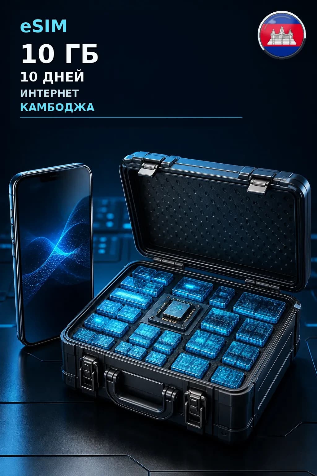 eSIM Камбоджа — 10 ГБ, 10 дней — интернет
