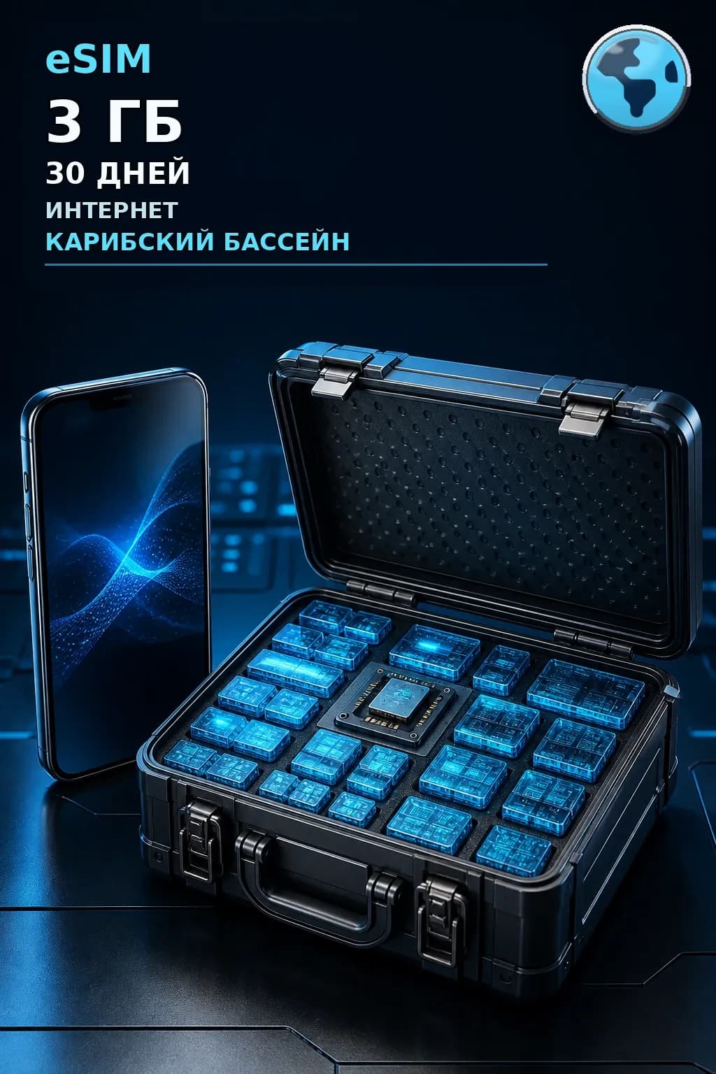 eSIM Карибский Бассeйн — 3 ГБ, 30 дней — интернет