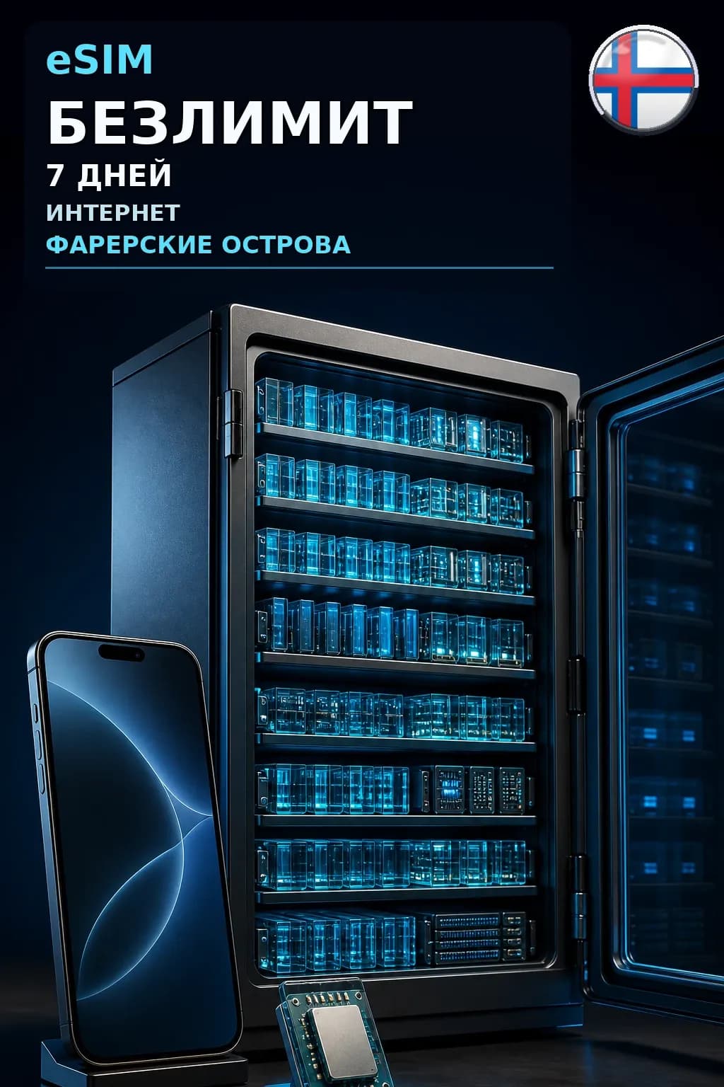 eSIM Фарерские Острова — БЕЗЛИМИТ, 7 дней — интернет