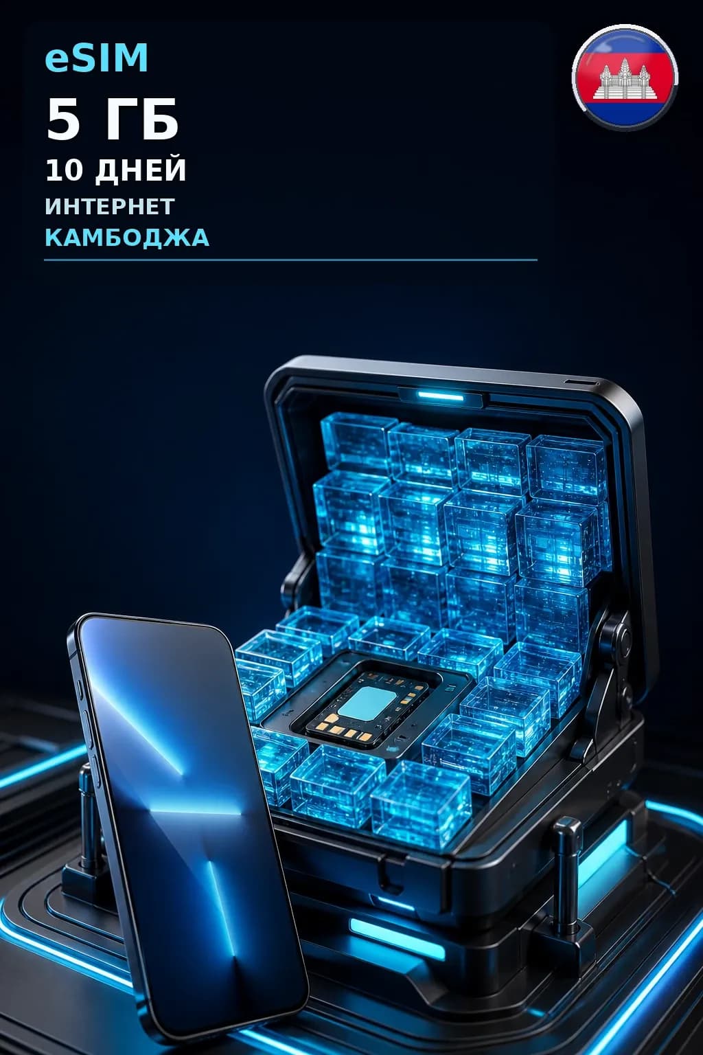 eSIM Камбоджа — 5 ГБ, 10 дней — интернет