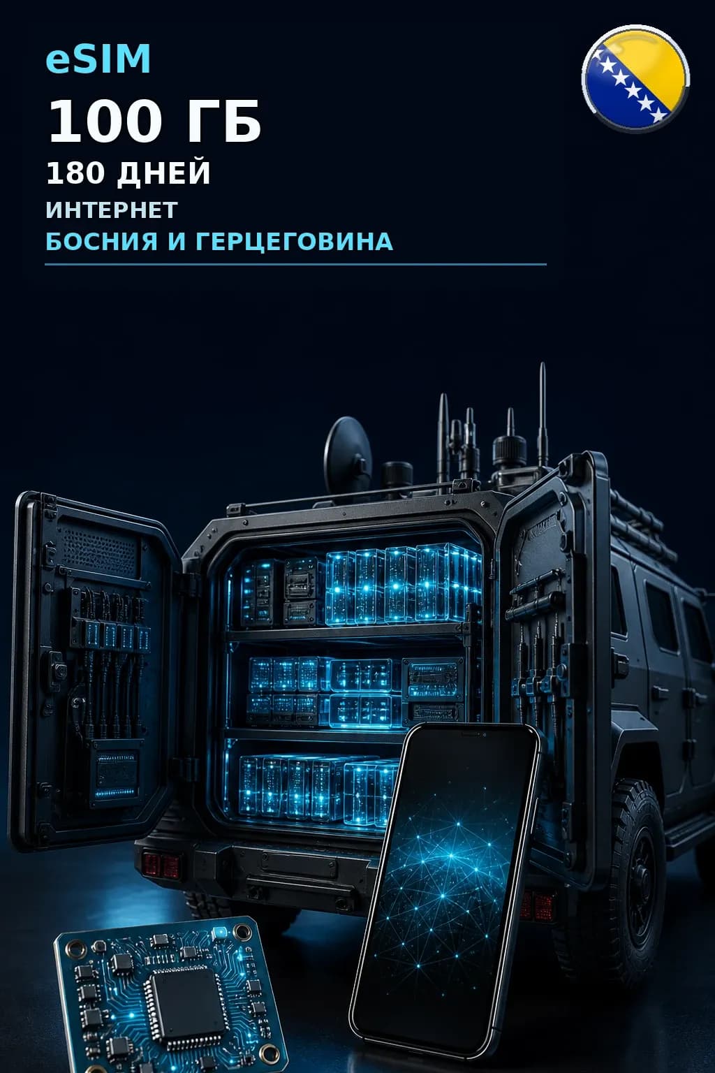eSIM Босния и Герцеговина — 100 ГБ, 180 дней — интернет