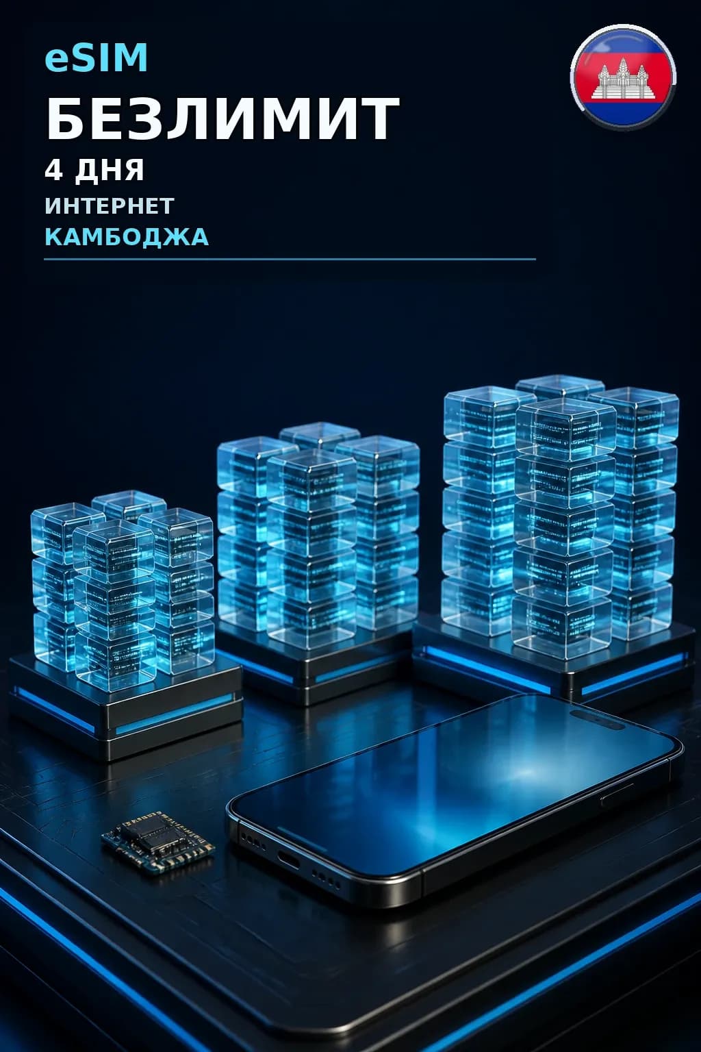 eSIM Камбоджа — БЕЗЛИМИТ, 4 дня — интернет