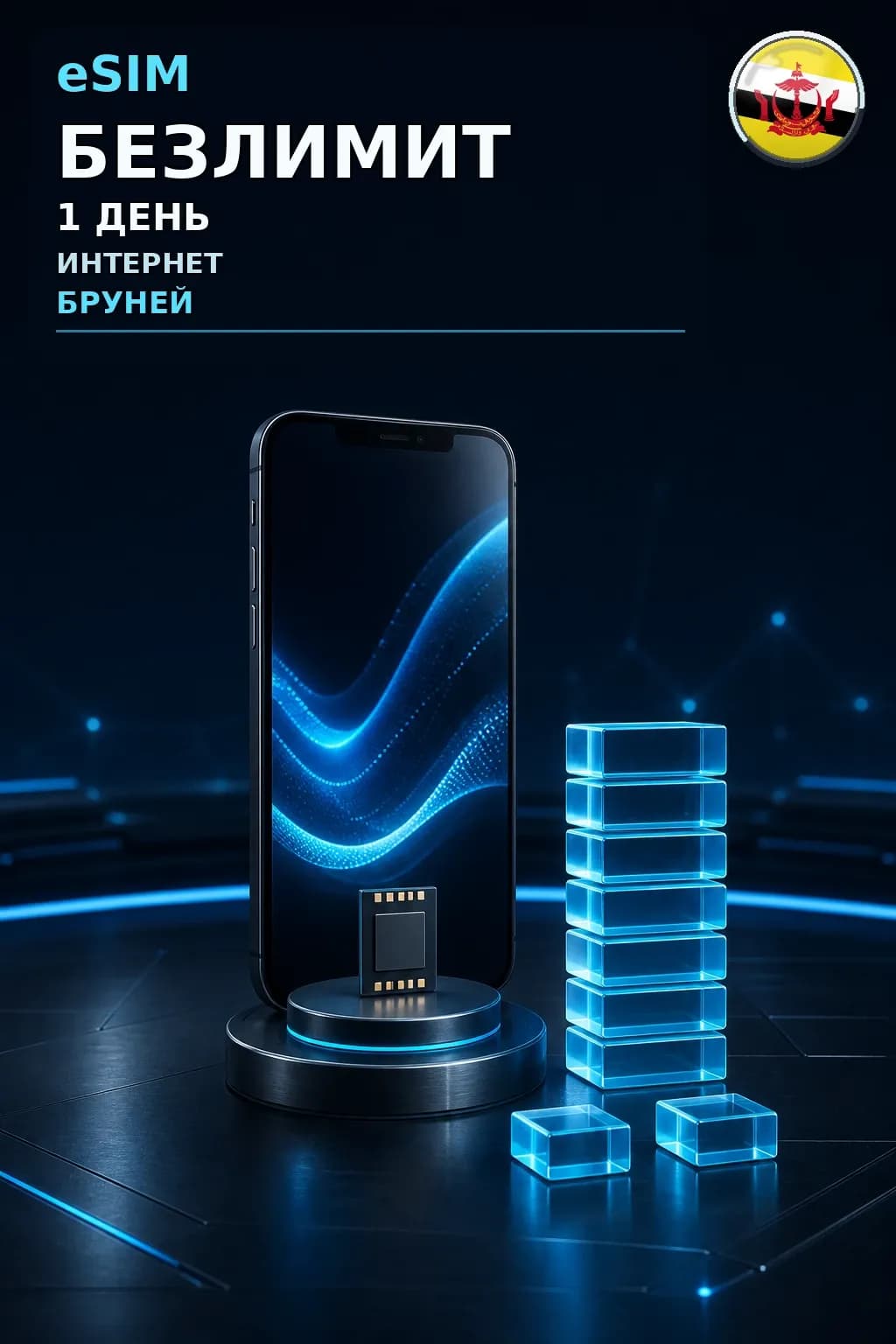 eSIM Бруней — БЕЗЛИМИТ, 1 день — интернет