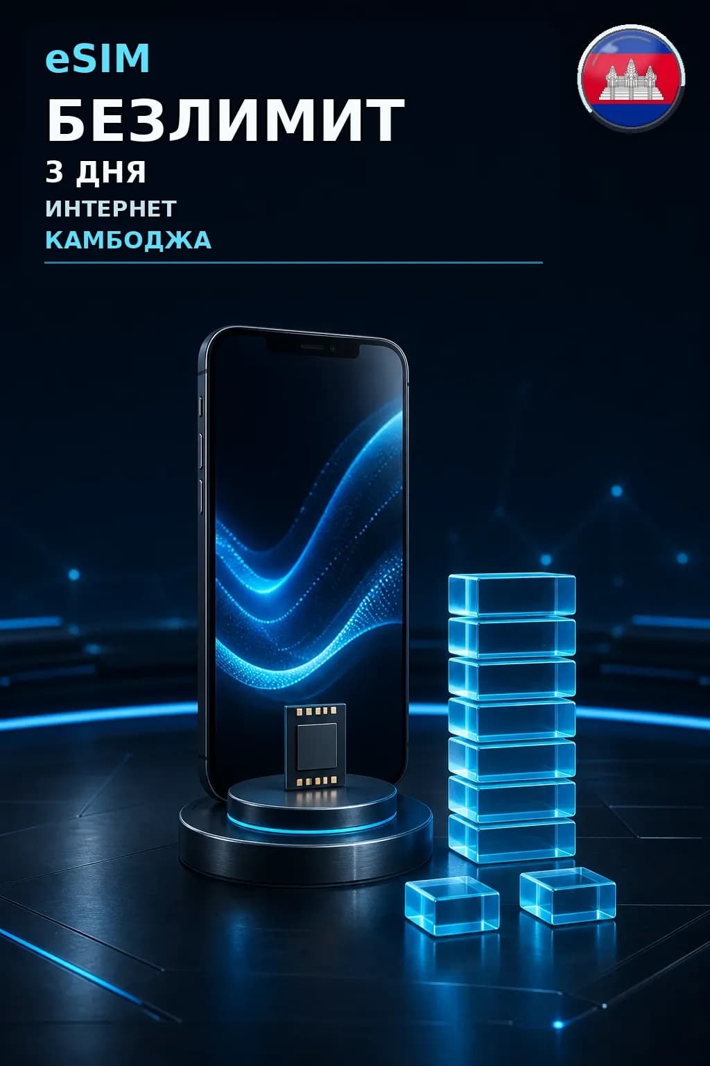 eSIM Камбоджа — БЕЗЛИМИТ, 3 дня — интернет
