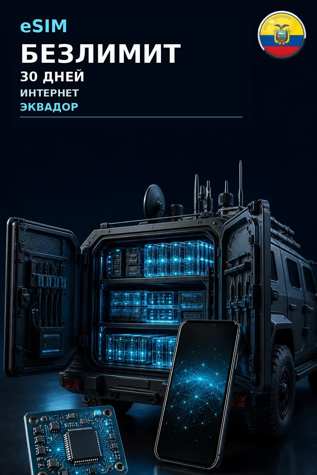 eSIM Эквадор — БЕЗЛИМИТ, 30 дней — интернет