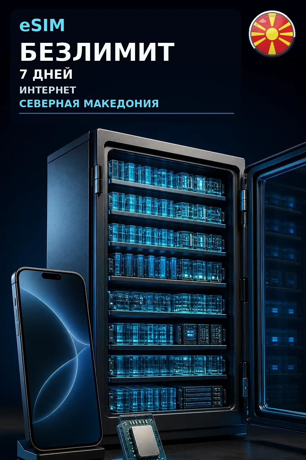 eSIM Северная Македония — БЕЗЛИМИТ, 7 дней — интернет