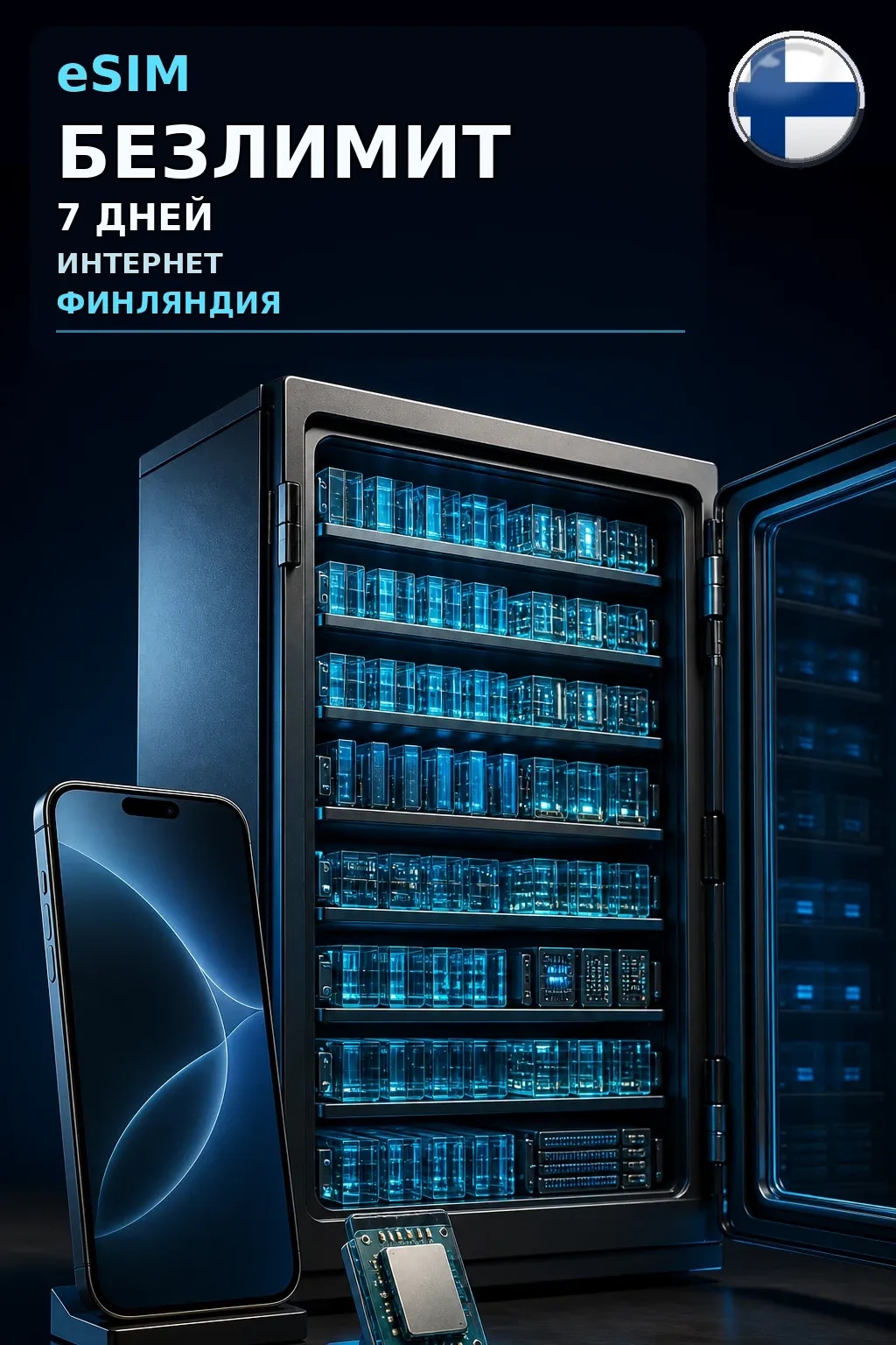 eSIM Финляндия — БЕЗЛИМИТ, 7 дней — интернет