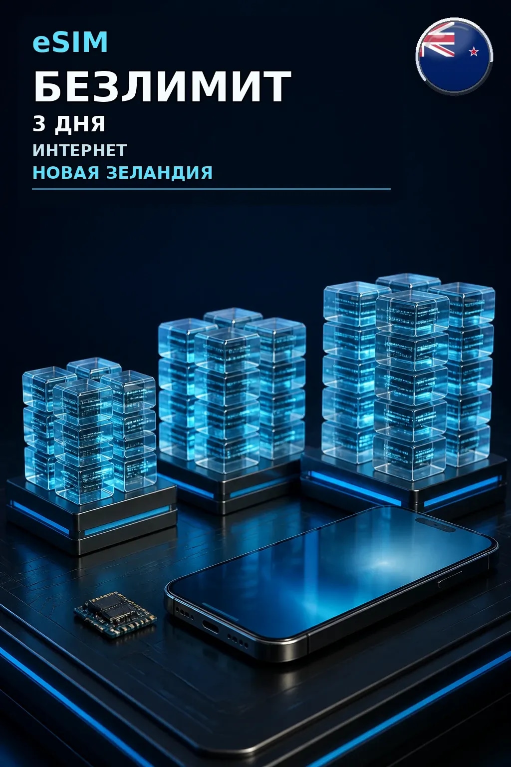 eSIM Новая Зеландия — БЕЗЛИМИТ, 3 дня — интернет