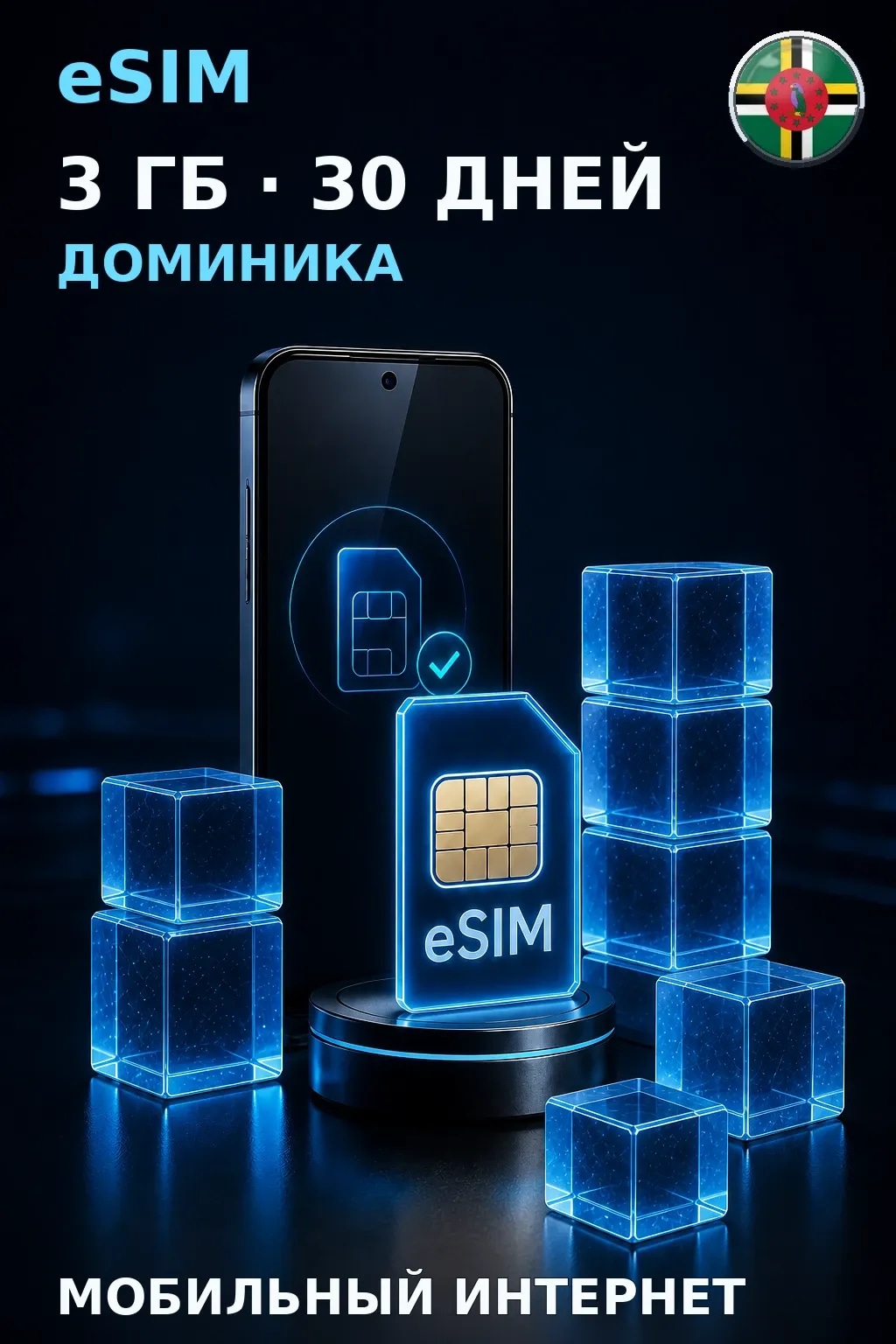 eSIM Доминика — 3 ГБ, 30 дней — интернет