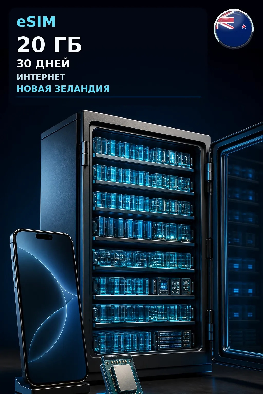 eSIM Новая Зеландия — 20 ГБ, 30 дней — интернет