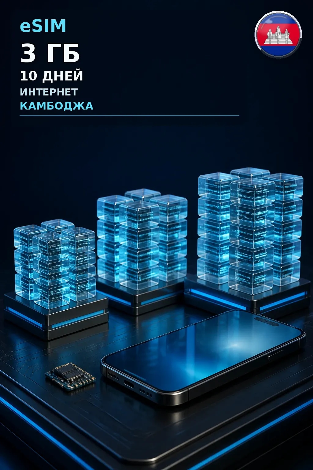 eSIM Камбоджа — 3 ГБ, 10 дней — интернет