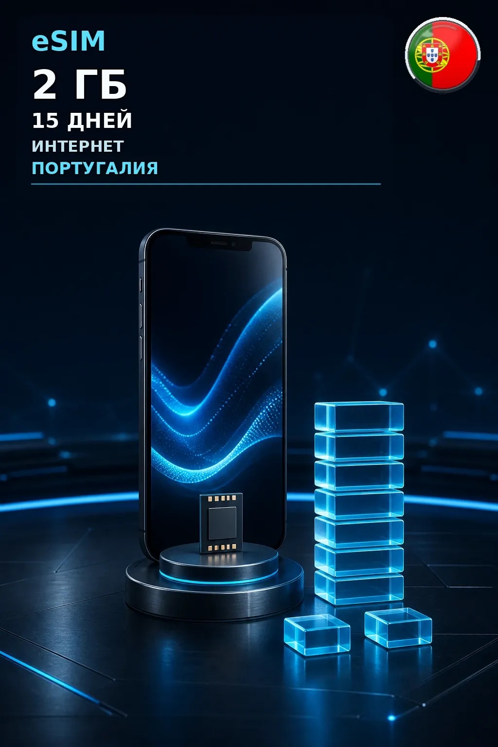 eSIM Португалия — 2 ГБ, 15 дней — интернет