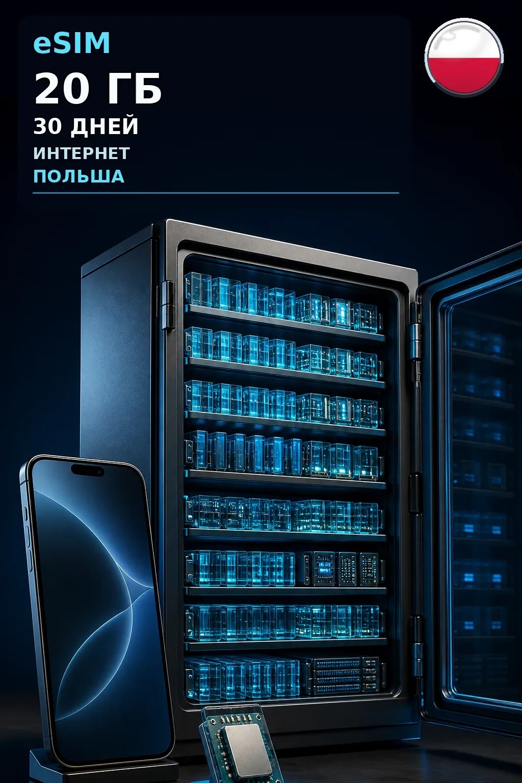 eSIM Польша — 20 ГБ, 30 дней — интернет