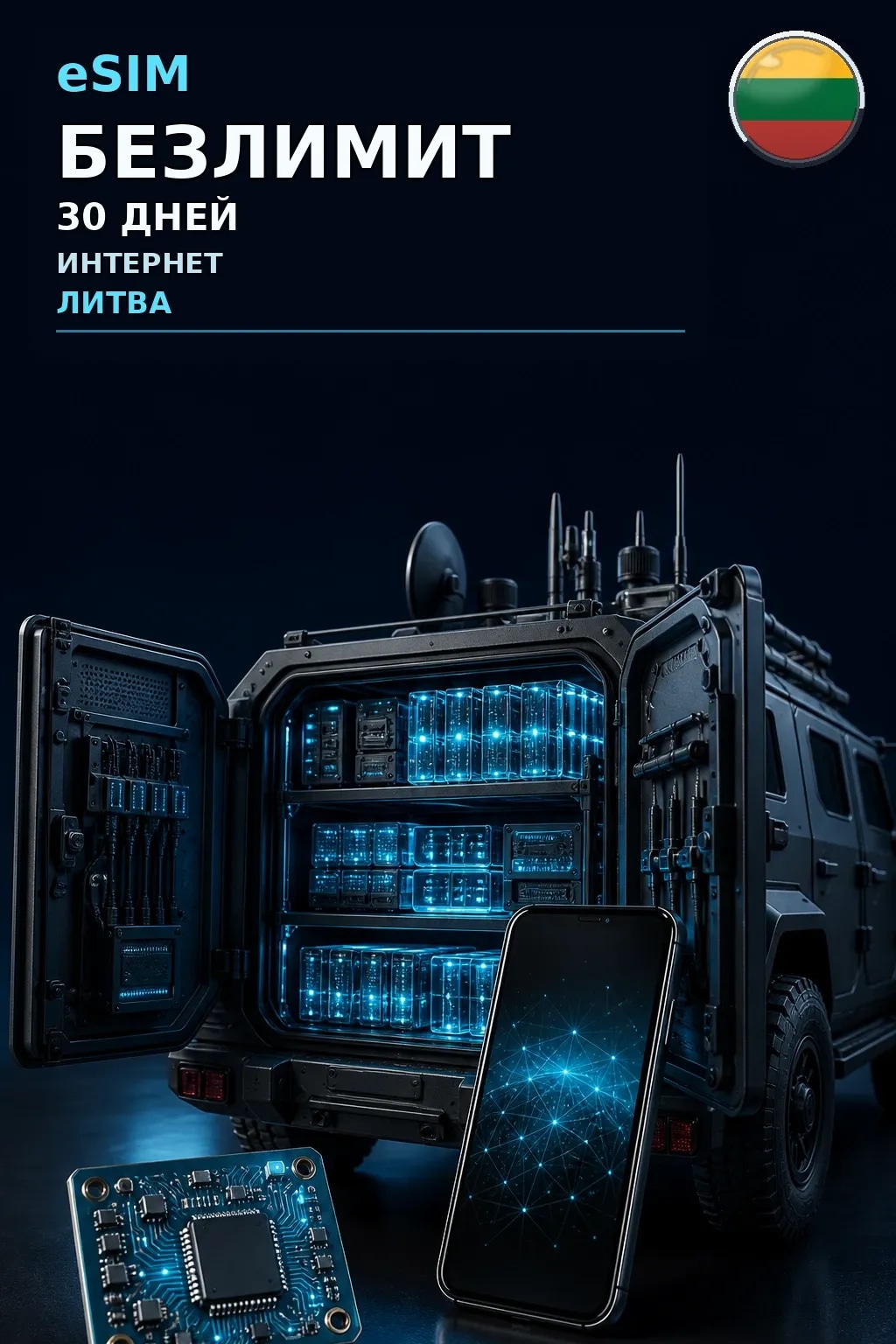 eSIM Литва — БЕЗЛИМИТ, 30 дней — интернет
