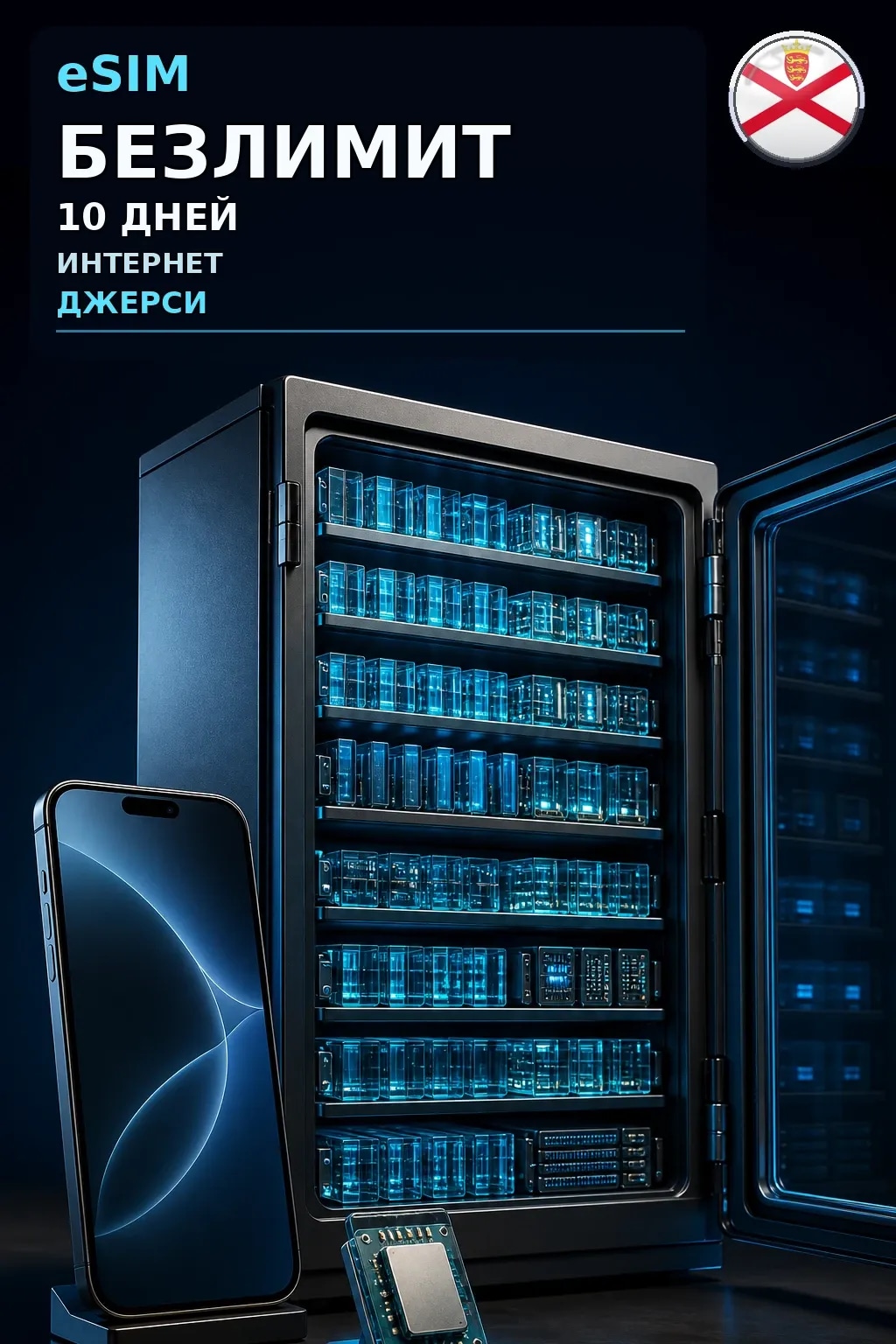 eSIM Джерси — БЕЗЛИМИТ, 10 дней — интернет
