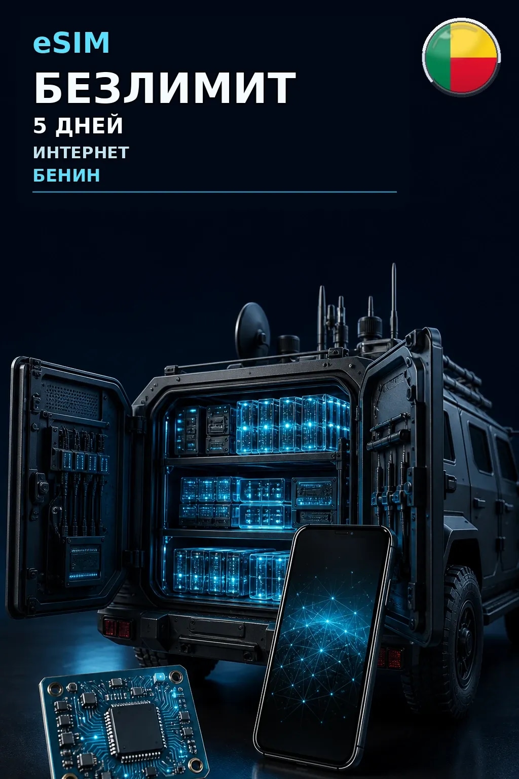 eSIM Бенин — БЕЗЛИМИТ, 5 дней — интернет