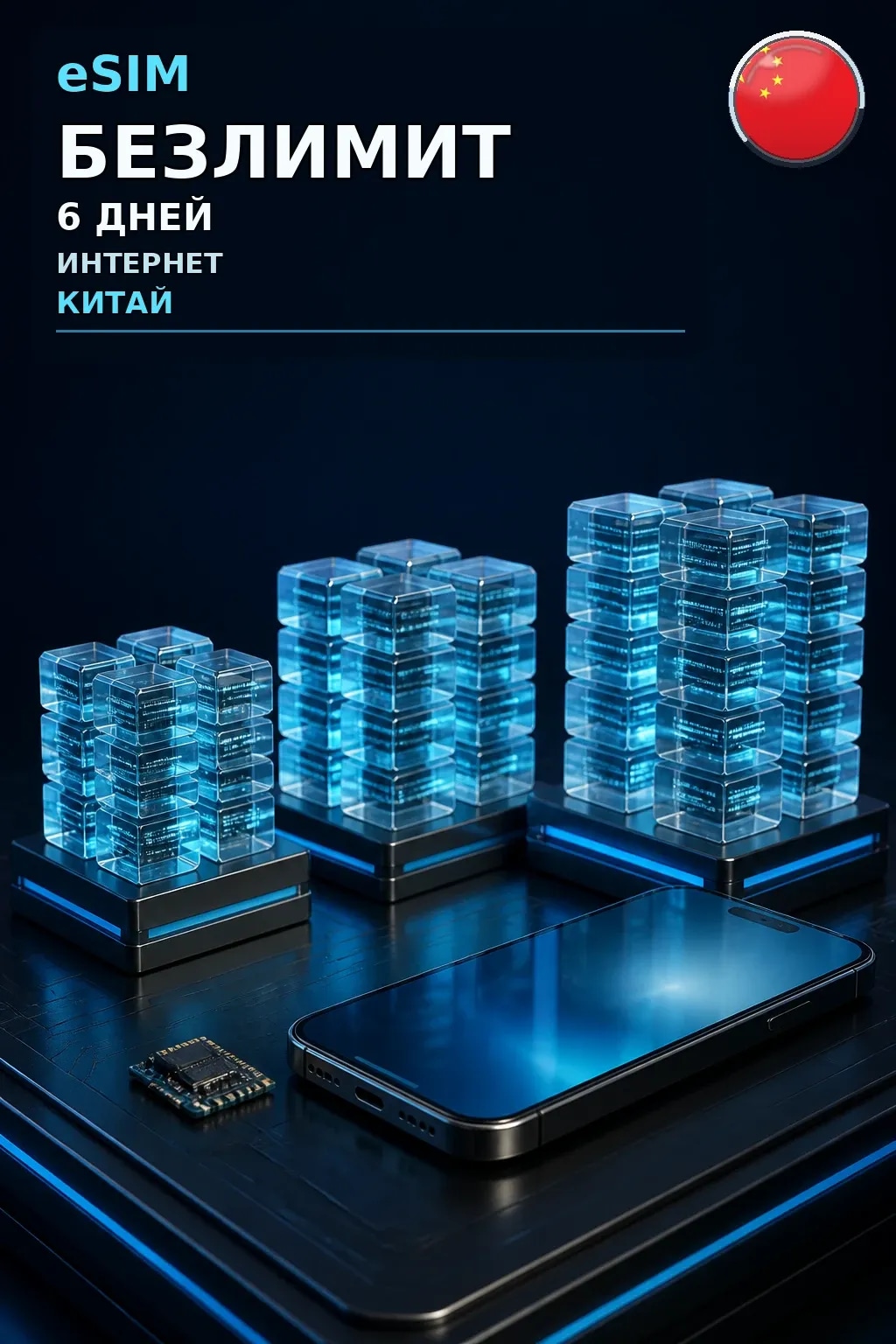 eSIM Китай — БЕЗЛИМИТ, 6 дней — интернет