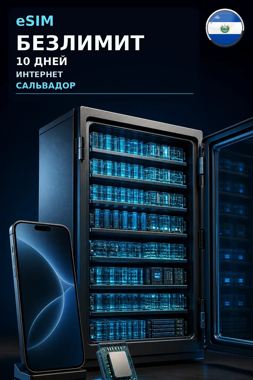 eSIM Сальвадор — БЕЗЛИМИТ, 10 дней — интернет