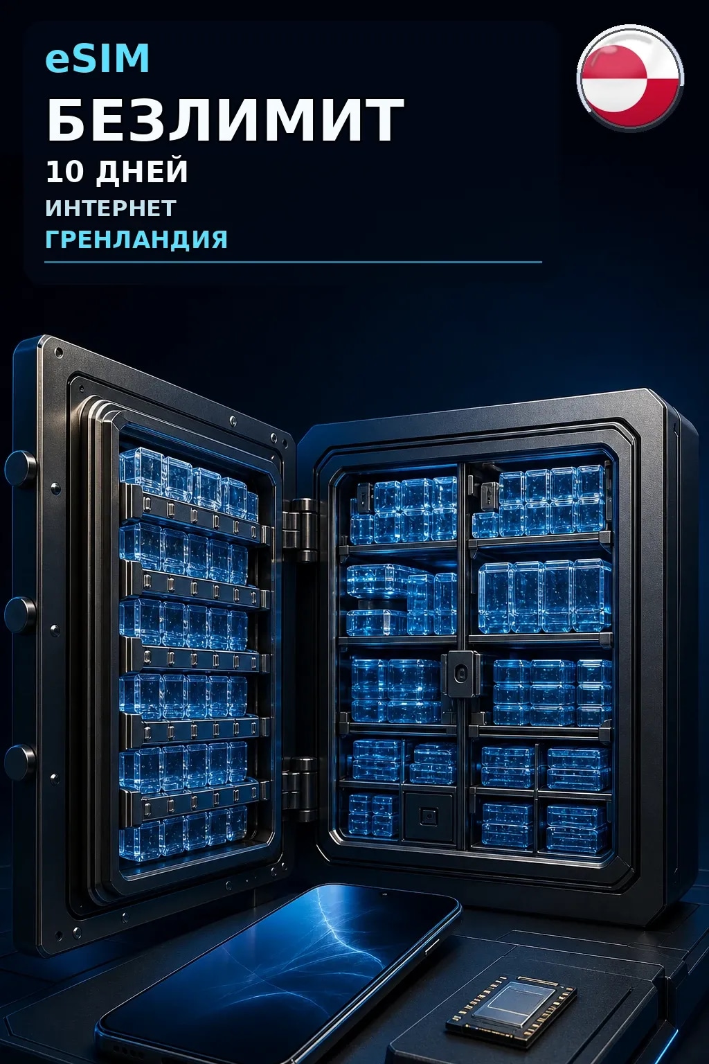 eSIM Гренландия — БЕЗЛИМИТ, 10 дней — интернет