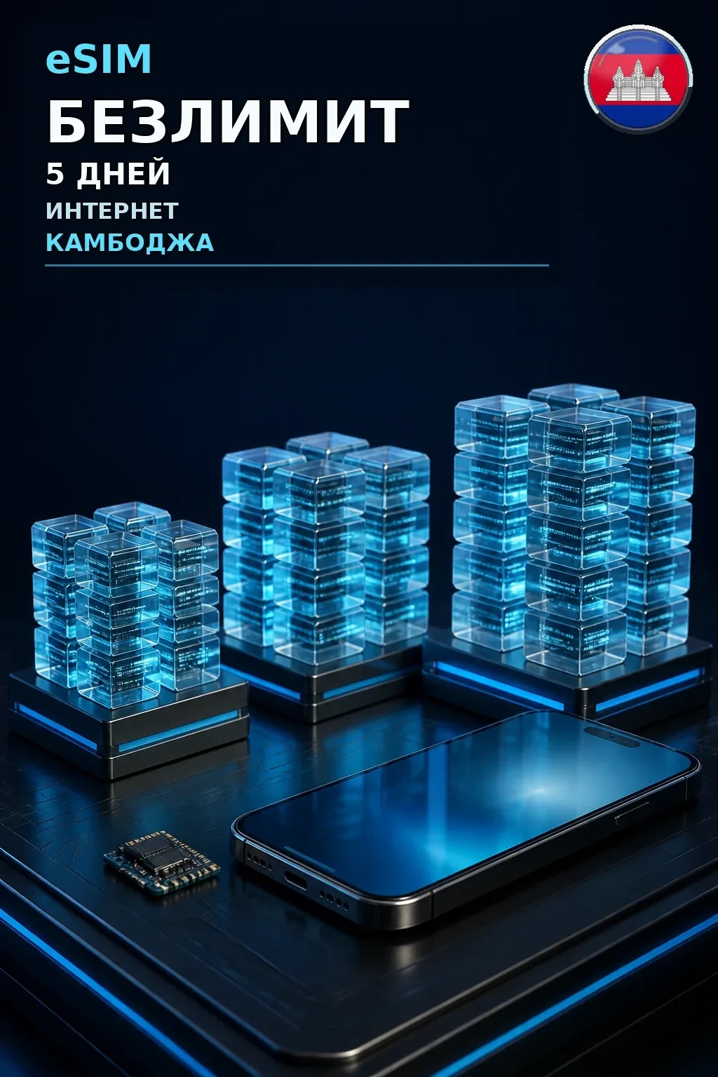 eSIM Камбоджа — БЕЗЛИМИТ, 5 дней — интернет