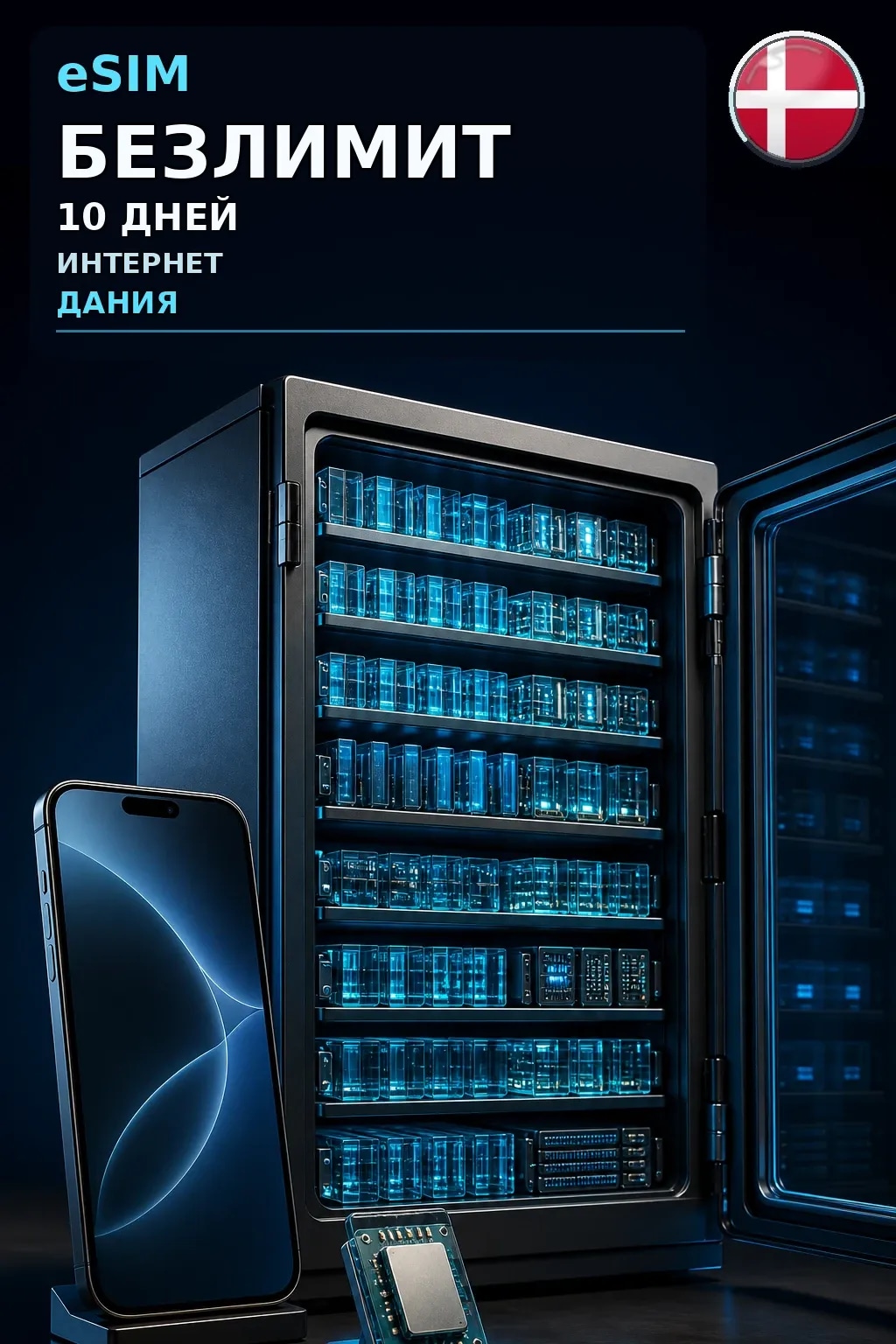 eSIM Дания — БЕЗЛИМИТ, 10 дней — интернет