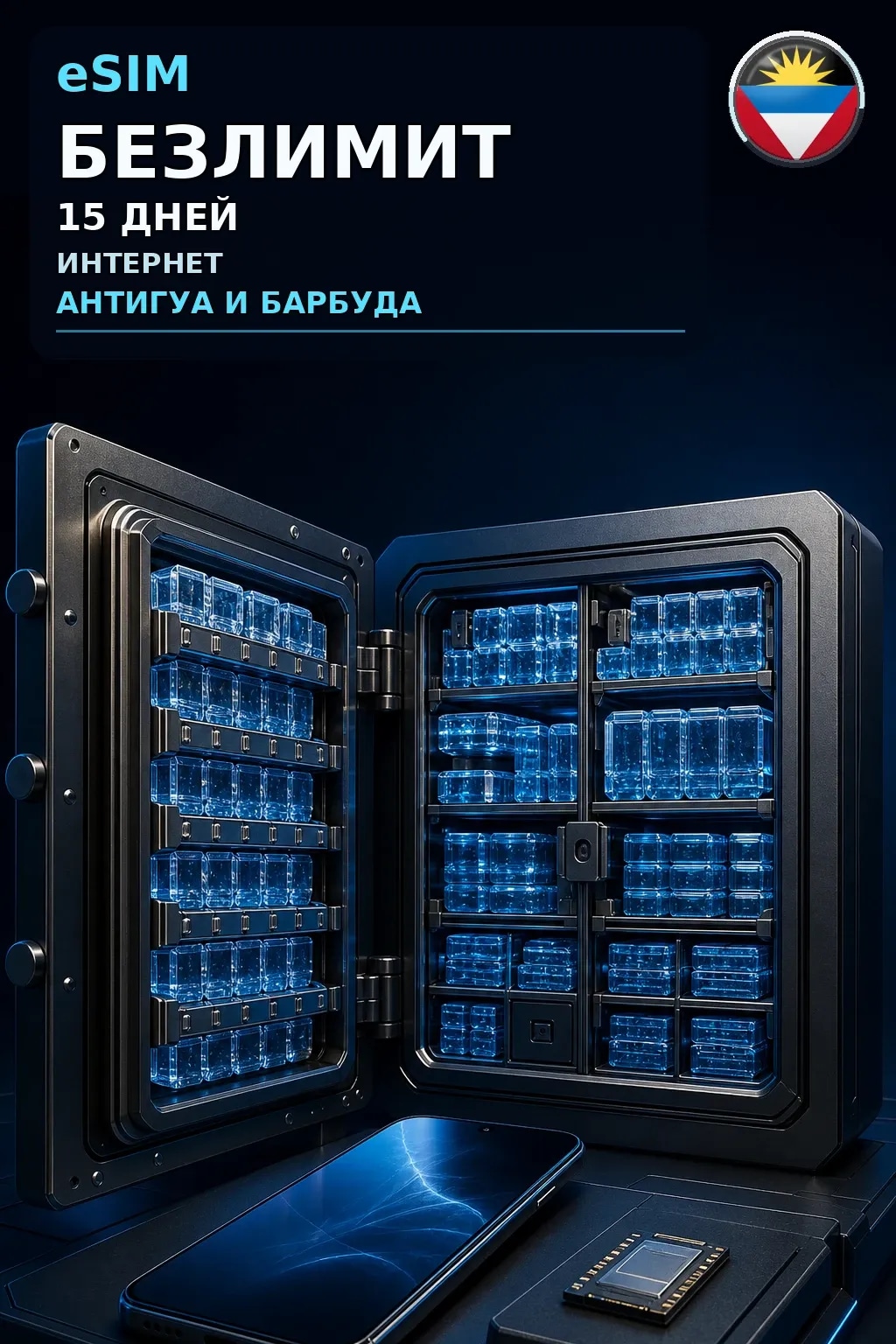eSIM Антигуа и Барбуда — БЕЗЛИМИТ, 15 дней — интернет