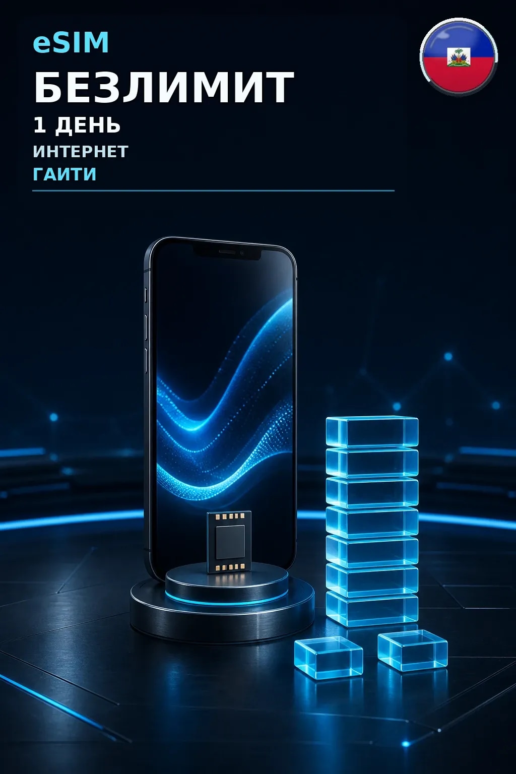 eSIM Гаити — БЕЗЛИМИТ, 1 день — интернет