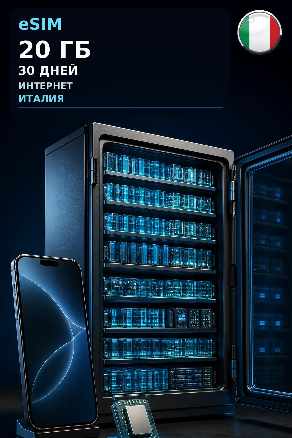 eSIM Италия — 20 ГБ, 30 дней — интернет