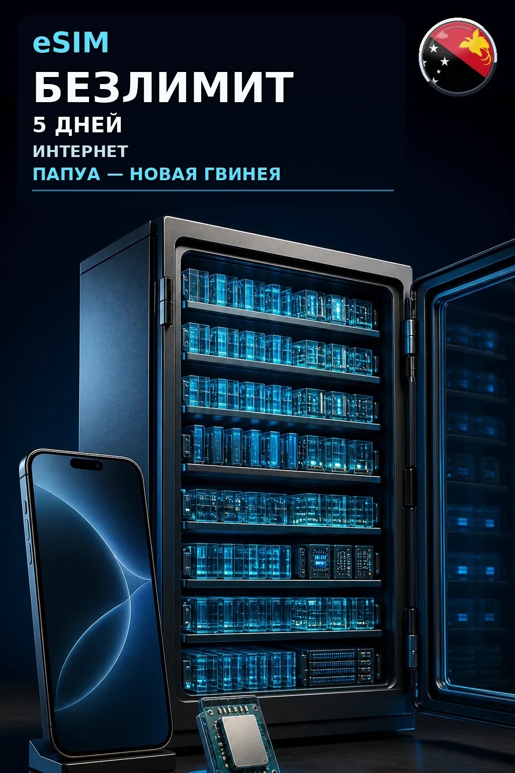 eSIM Папуа — Новая Гвинея — БЕЗЛИМИТ, 5 дней — интернет