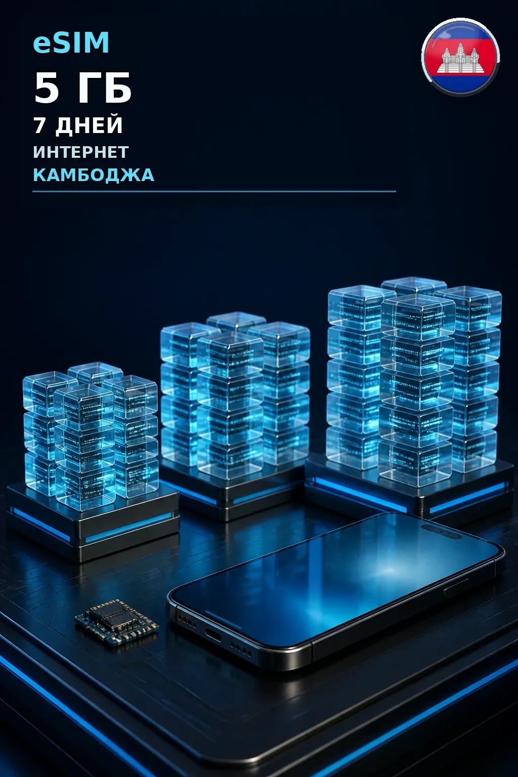 eSIM Камбоджа — 5 ГБ, 7 дней — интернет