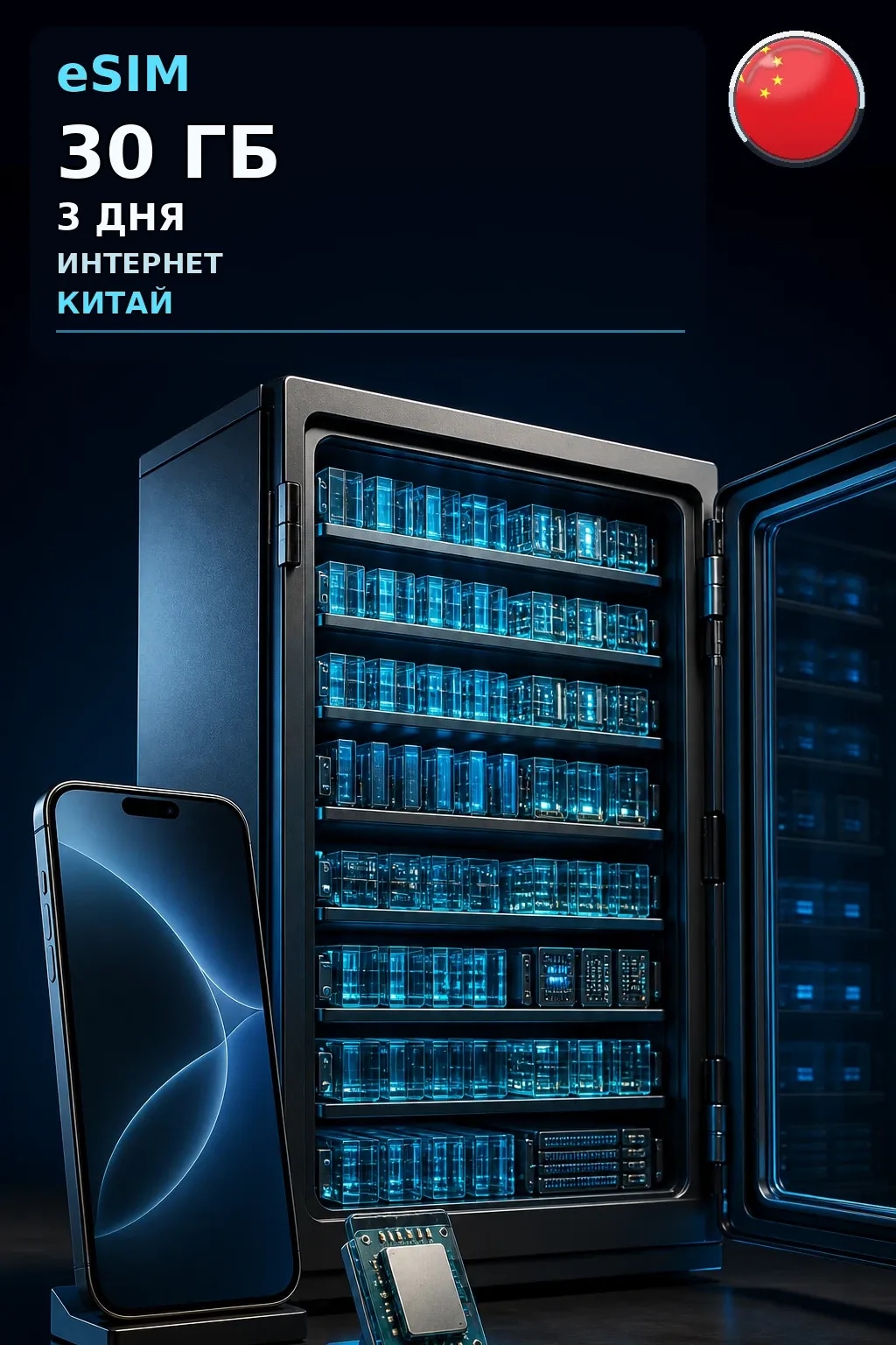 eSIM Китай — 30 ГБ, 3 дня — интернет