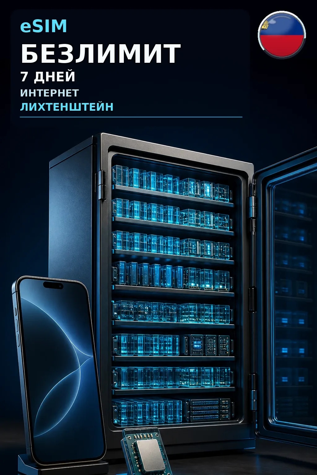 eSIM Лихтенштейн — БЕЗЛИМИТ, 7 дней — интернет