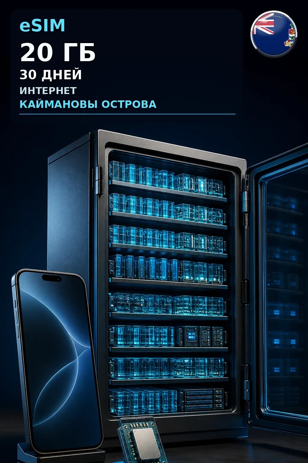 eSIM Каймановы Острова — 20 ГБ, 30 дней — интернет