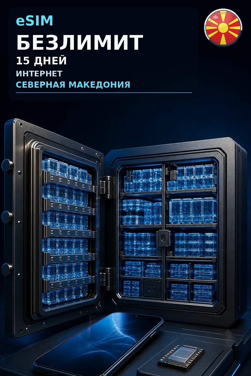 eSIM Северная Македония — БЕЗЛИМИТ, 15 дней — интернет