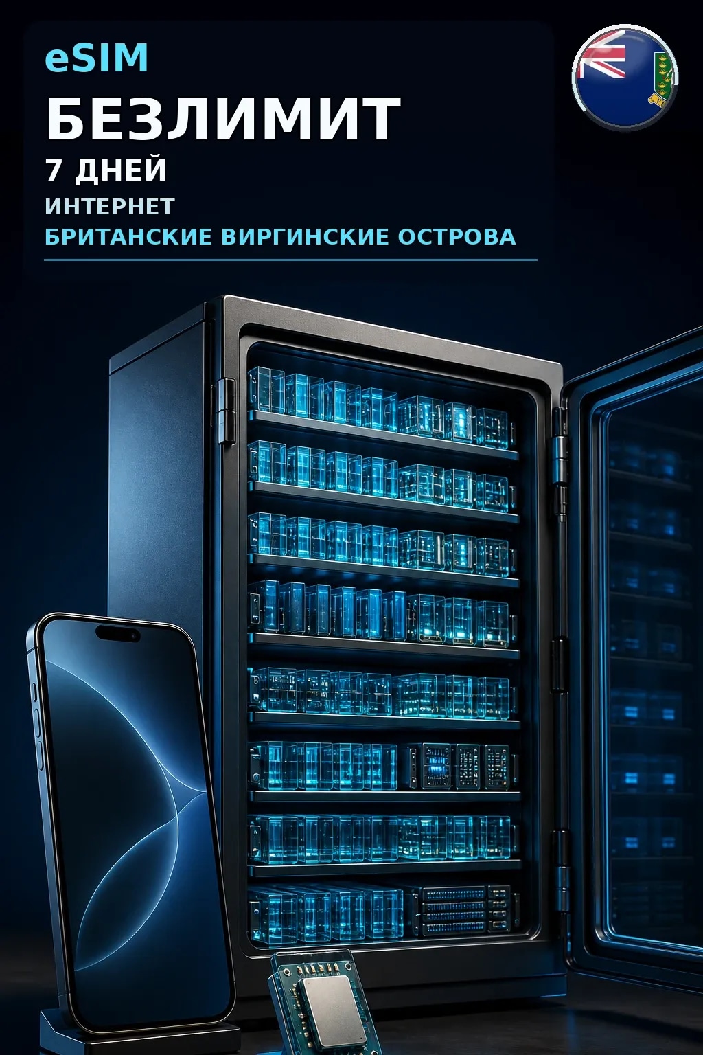eSIM Британские Виргинские Острова — БЕЗЛИМИТ, 7 дней — интернет