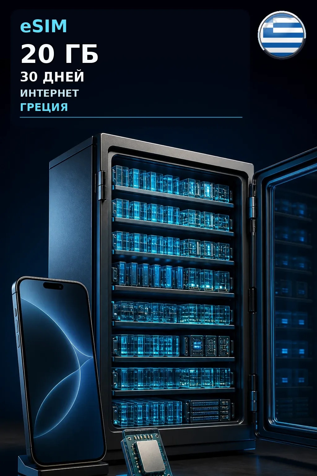eSIM Греция — 20 ГБ, 30 дней — интернет