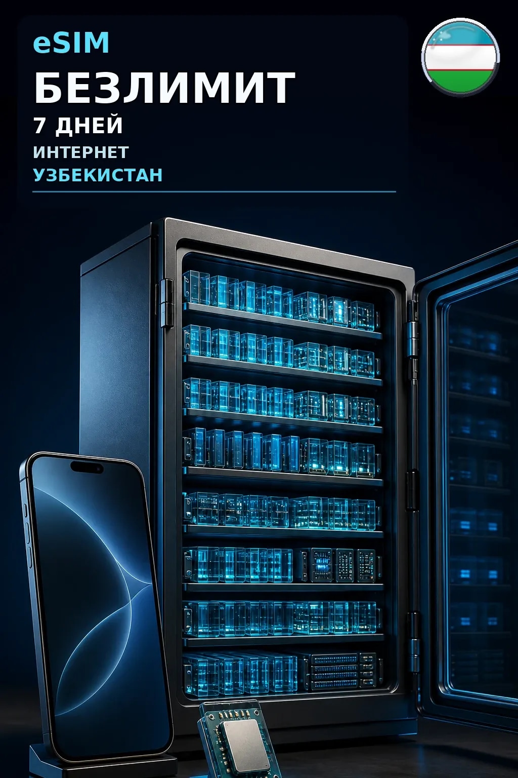 eSIM Узбекистан — БЕЗЛИМИТ, 7 дней — интернет