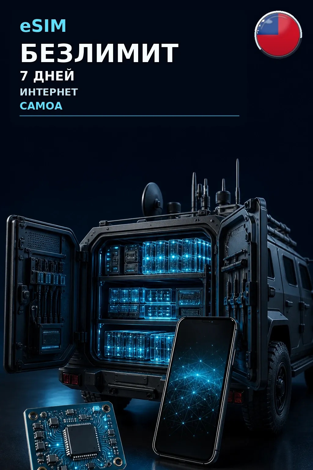 eSIM Самоа — БЕЗЛИМИТ, 7 дней — интернет