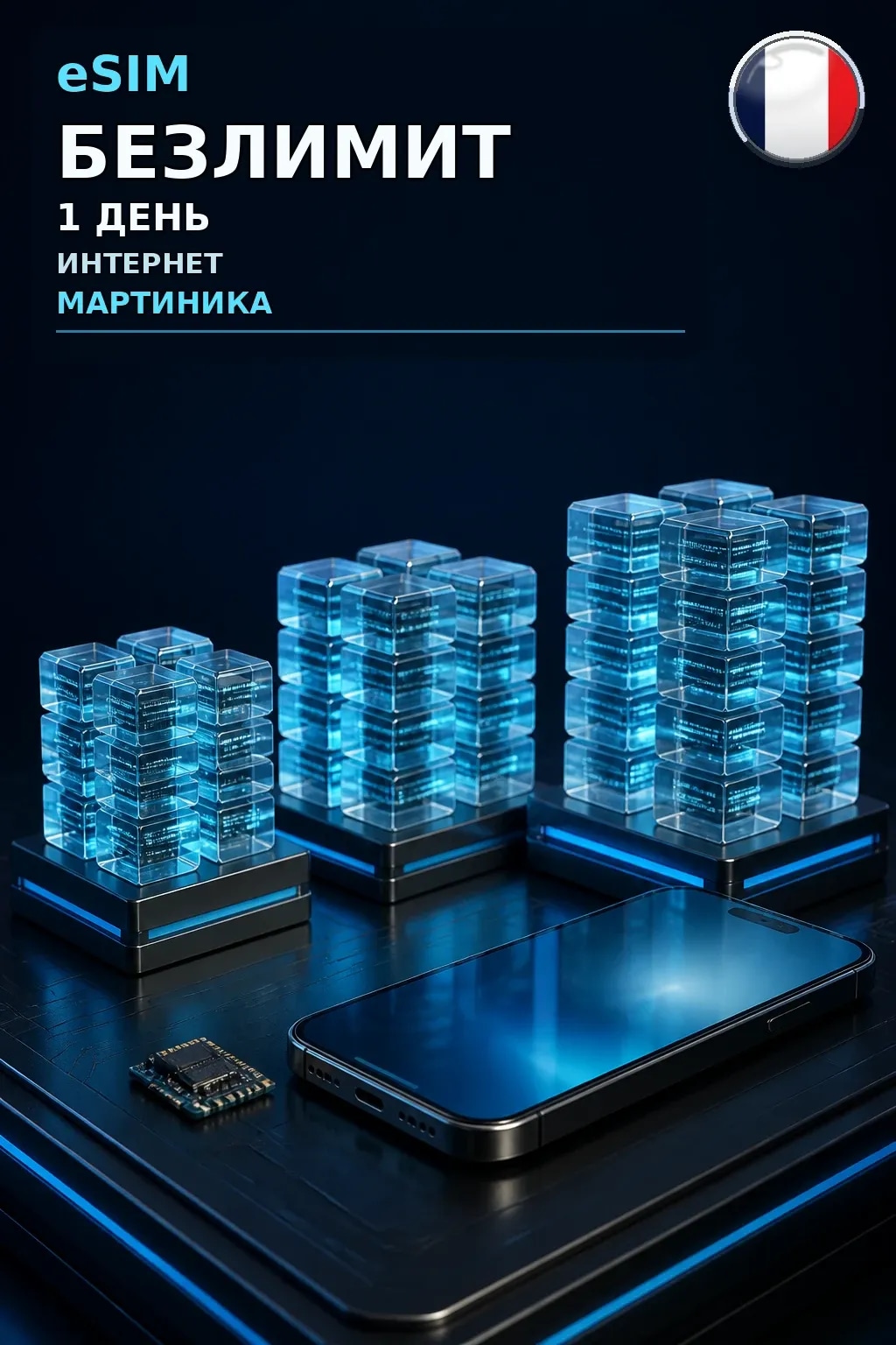 eSIM Мартиника — БЕЗЛИМИТ, 1 день — интернет