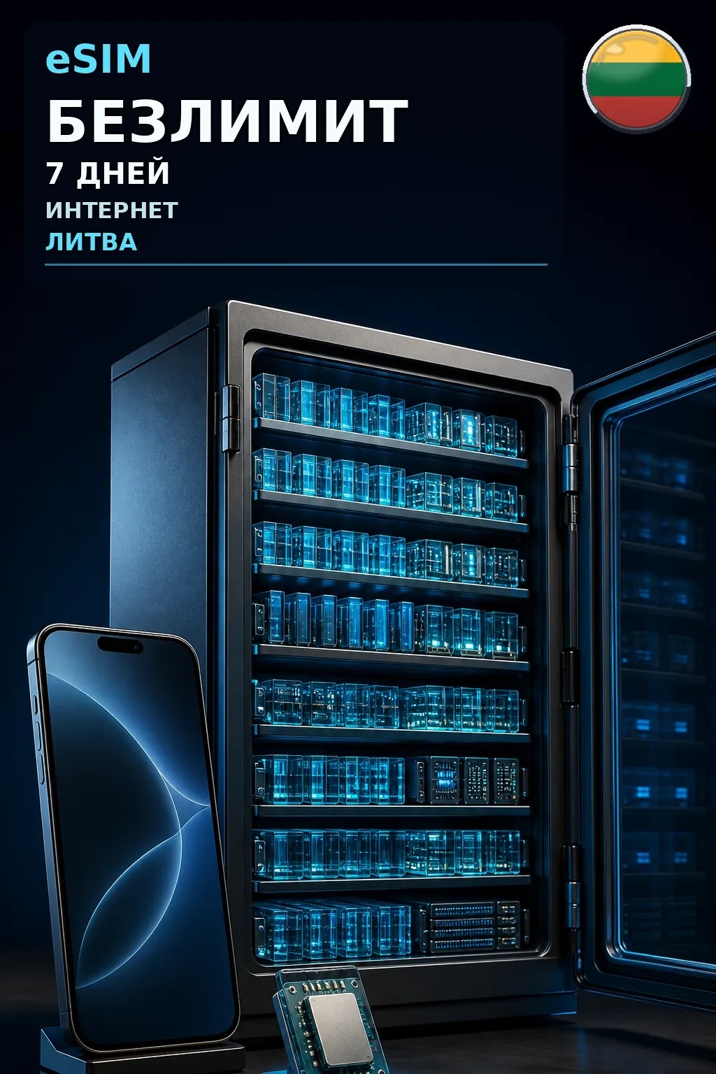 eSIM Литва — БЕЗЛИМИТ, 7 дней — интернет