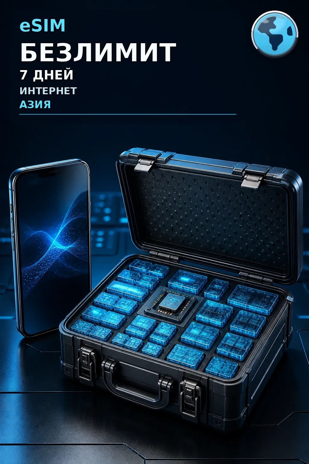 eSIM Азия — БЕЗЛИМИТ, 7 дней — интернет