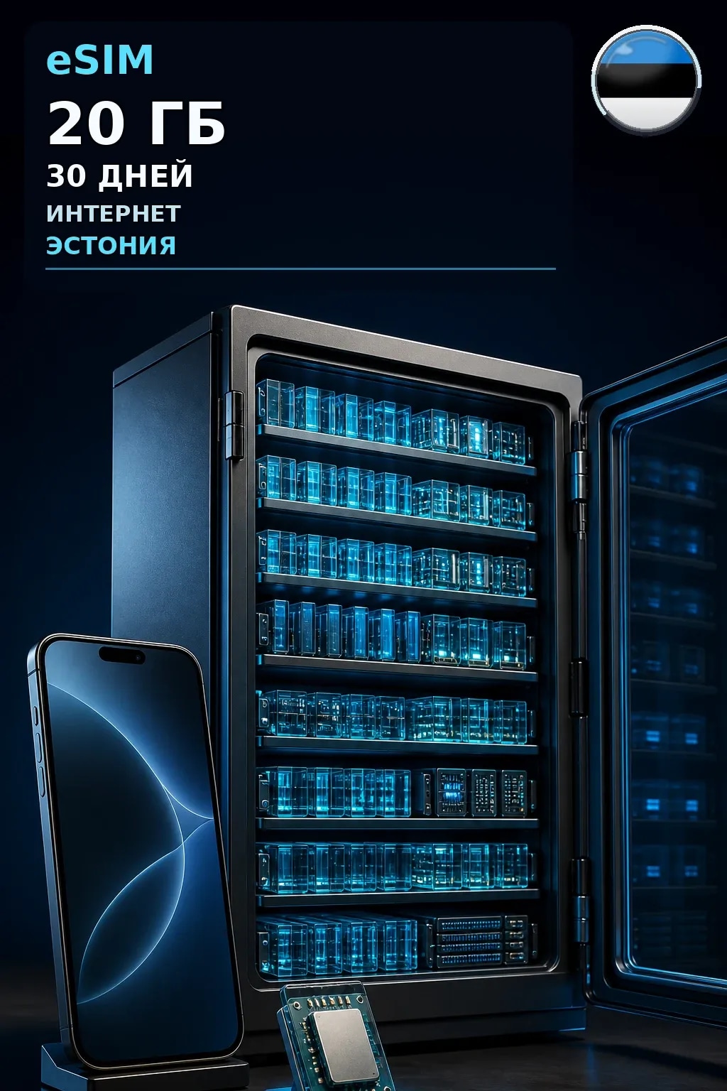 eSIM Эстония — 20 ГБ, 30 дней — интернет