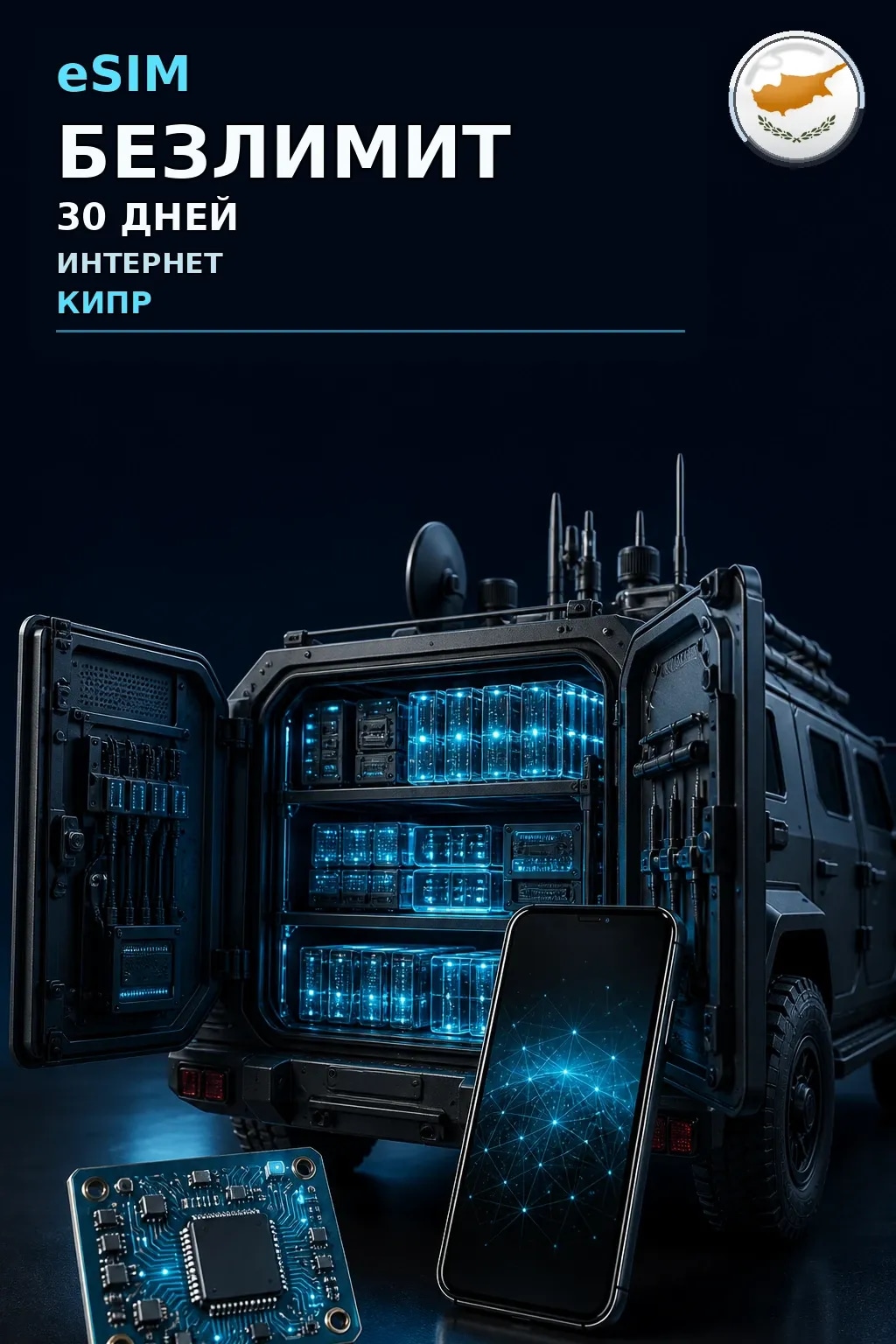 eSIM Кипр — БЕЗЛИМИТ, 30 дней — интернет