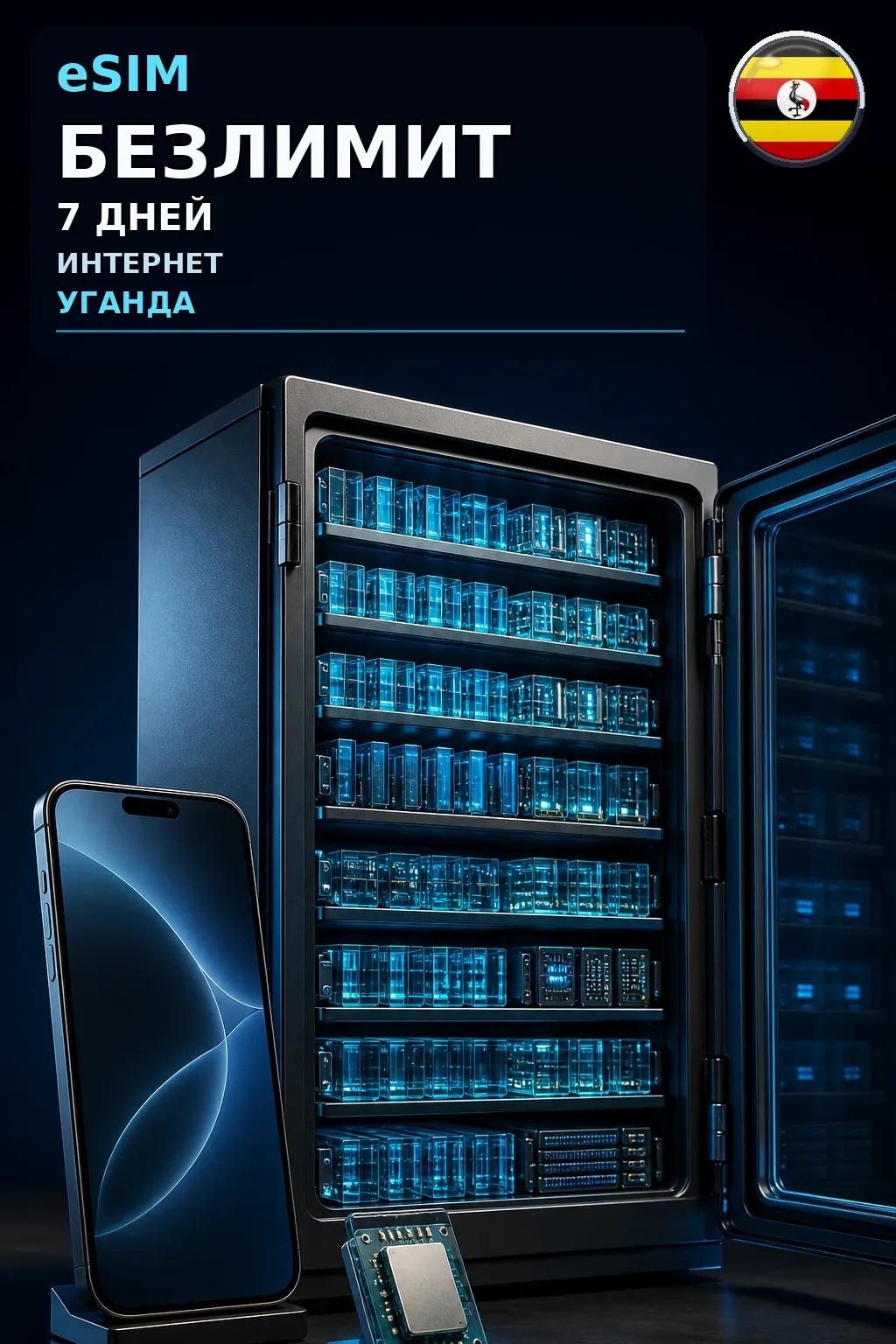 eSIM Уганда — БЕЗЛИМИТ, 7 дней — интернет