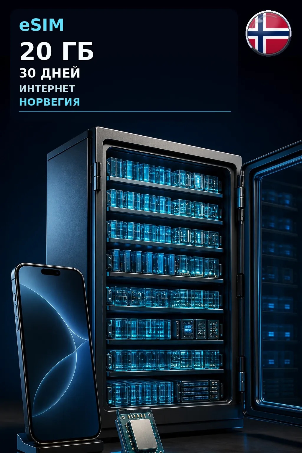 eSIM Норвегия — 20 ГБ, 30 дней — интернет