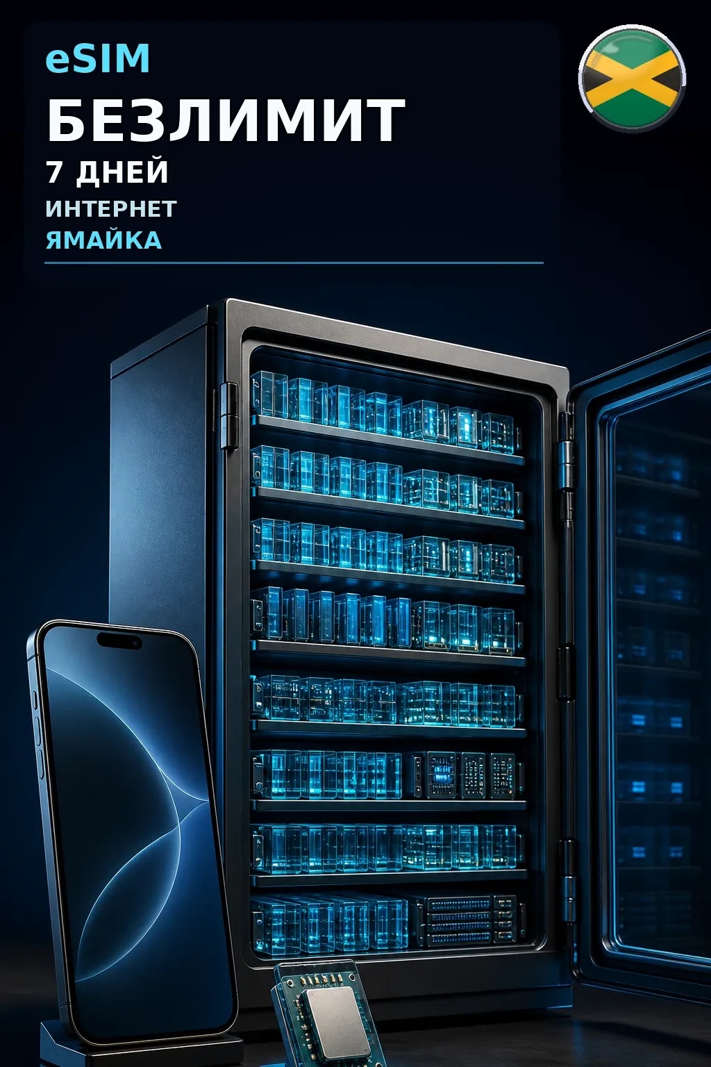eSIM Ямайка — БЕЗЛИМИТ, 7 дней — интернет
