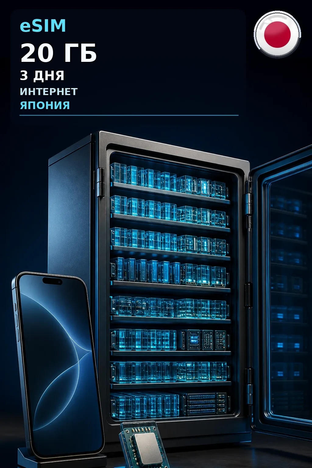 eSIM Япония — 20 ГБ, 3 дня — интернет