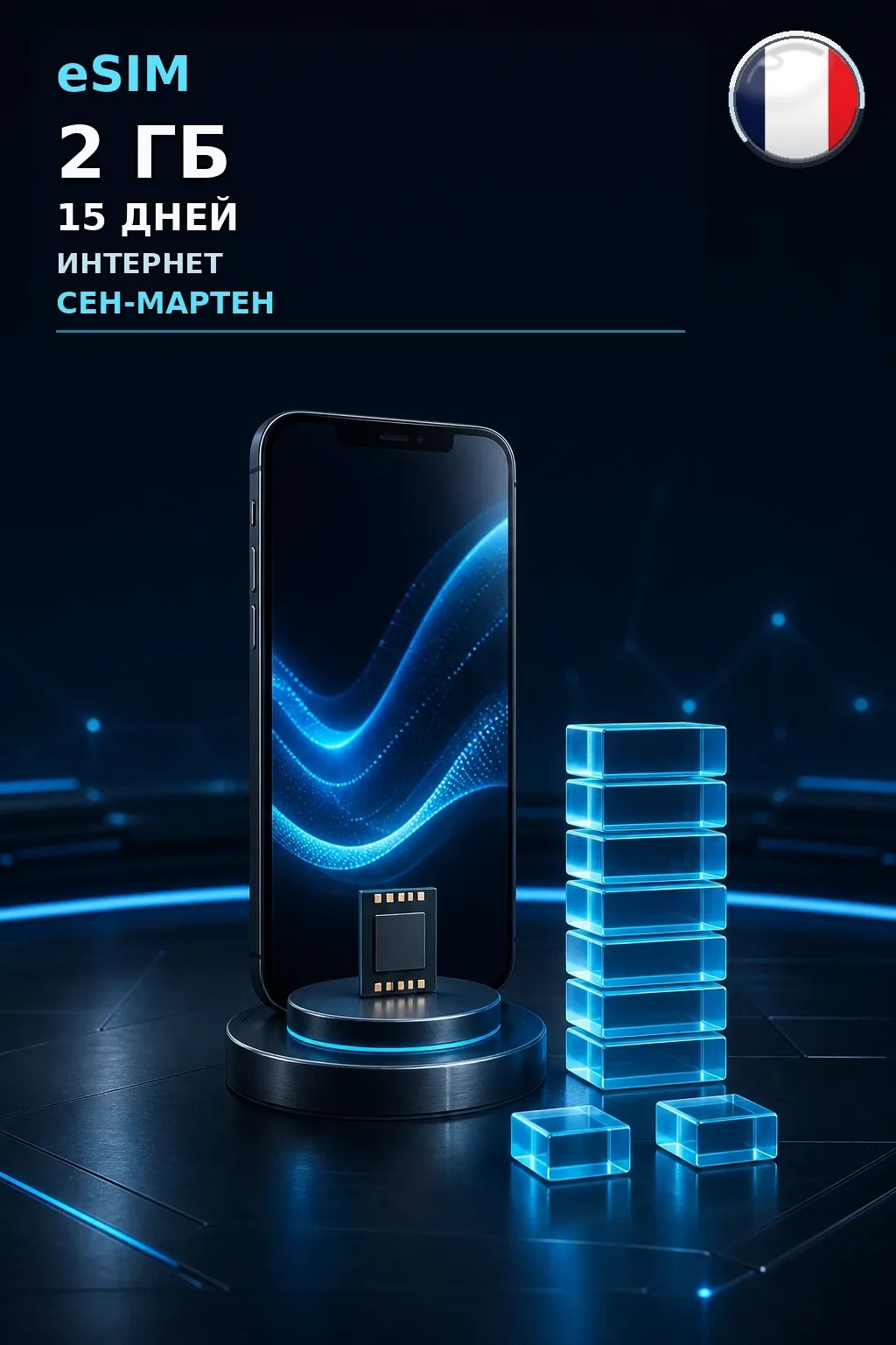 eSIM Сен-Мартен — 2 ГБ, 15 дней — интернет