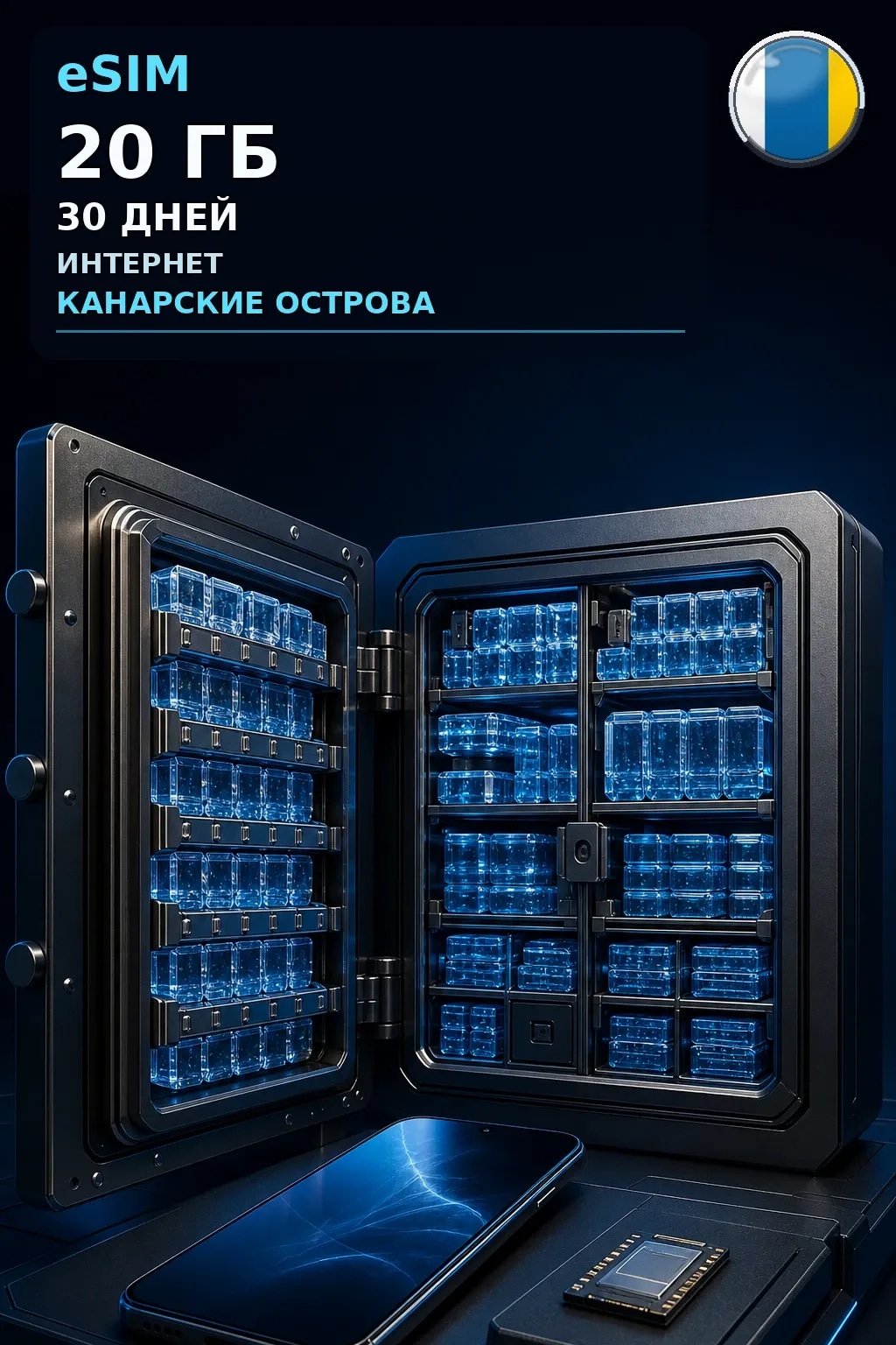 eSIM Канарские Острова — 20 ГБ, 30 дней — интернет