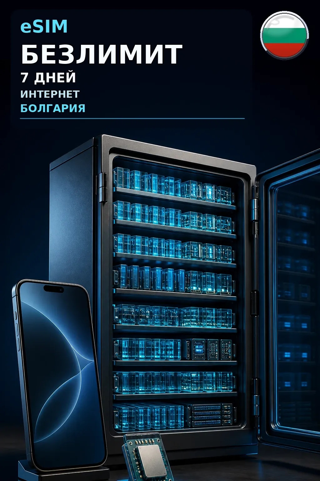 eSIM Болгария — БЕЗЛИМИТ, 7 дней — интернет